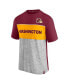 ფოტო #3 პროდუქტის Men's Burgundy, Heathered Gray Washington Football Team Colorblock T-shirt