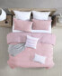Фото #3 товара Lush Moselle Cotton Ruched Waffle Weave 3 Piece Duvet Cover Set, California King