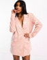 Kaiia oversized sequin blazer dress in baby pink