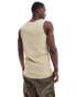 Brave Soul ribbed classic vest in pale olive green