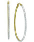 ფოტო #1 პროდუქტის Medium Two-Tone Textured Hoop Earrings in Sterling Silver & 18k Gold-Plate, 1.37", Created for Macy's