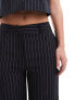 New Look formal wide leg trousers in black pinstripe