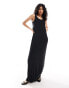 ASOS DESIGN ruched dropped back maxi dress in black Черный, 34 - фото #4