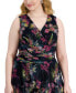 Фото #4 товара Plus Size Floral-Print Crinkled Midi Dress