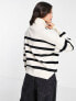 Фото #3 товара Vero Moda stripe zip through jumper in mono