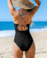 Фото #3 товара Women's Leopard Cutout Mock Neck One-piece Swimsuit