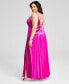 Trendy Plus Size Strappy Rhinestone Lace-Up-Back Gown