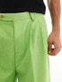 ASOS DESIGN smart linen blend longline shorts in bright green