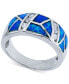 Lab-Grown Blue Opal & Cubic Zirconia Mosaic Ring in Sterling Silver