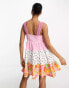 ASOS DESIGN Tall crochet babydoll mini dress in pink mixed print