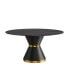 Фото #7 товара 59.05" Modern Artificial Stone Round Black Carbon Steel Base Dining Table-Can Accommodate 6 People