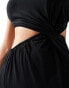 Фото #2 товара ASOS DESIGN one shoulder twist front midi dress with tie back detail in black