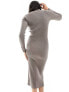 New Look knitted ruched button through midi dress in mink