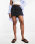 Фото #2 товара ASOS DESIGN denim high waist mini skirt in black with raw hem