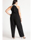 Plus Size Faux Tie Collared Jumpsuit Черный, 16 - фото #2