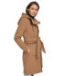 Women's Faux-Fur Hooded Wool Blend Belted Coat