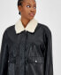 Фото #3 товара Women's Faux-Leather Bomber Jacket