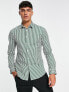 Фото #1 товара ASOS DESIGN skinny fit stripe shirt in dark green