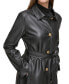 Фото #4 товара Women's Belted Faux-Leather Trench Coat