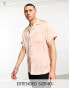 ASOS DESIGN satin shirt with revere collar in peach Оранжевый, 2XS - Chest 34 - фото #1