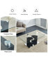 Modern coffee table with tempered glass top and black legs