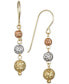 ფოტო #1 პროდუქტის Tri-Color Textured Ball Triple Drop Earrings in 10k Yellow, White and Rose Gold
