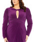 Фото #1 товара Women's Plus Size Long Sleeve Keyhole Neck Jersey Gown