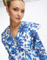 Фото #3 товара Native Youth batik print oversized collar cotton mini dress in blue