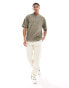 ASOS DESIGN oversized t-shirt in heavyweight 220gsm khaki wash with contrast stitch