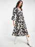 Фото #1 товара Object long sleeve midi wrap dress in leopard