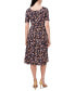 Фото #2 товара Petite Floral Elbow-Sleeve Pullover Midi Dress