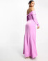 Something New corsetted off the shoulder maxi dress in purple satin