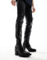 Фото #12 товара ASOS DESIGN over the knee heeled chelsea boots on chunky sole in black