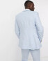 Фото #4 товара ASOS DESIGN super skinny suit jacket in linen mix in puppytooth check in blue