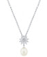 Фото #1 товара Macy's cultured Freshwater Pearl (10 x 8mm) & Cubic Zirconia Starburst 18" Pendant Necklace in Sterling Silver