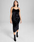 Women's Lace-Trim Velvet Slip Dress, Created for Macy's