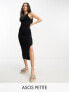Фото #1 товара ASOS DESIGN Petite knitted racer midi dress in black
