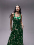 Фото #3 товара Topshop cross back midi pinny with pockets in green floral print