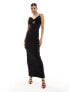 Vesper cami bow detail maxi dress in black