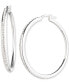 Sterling Silver Medium Pavé Sculpted Hoop Earrings, 1.21"