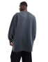 ASOS DESIGN extreme oversized scuba sweatshirt with hem detail in charcoal