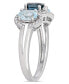 Фото #4 товара Кольцо Macy's Blue Topaz and Diamond 3-Stone Halo