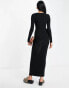 Фото #8 товара ASOS DESIGN square neck long sleeve slinky maxi dress in black