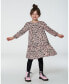 Фото #2 товара Toddler Girls Long Sleeve Dress With Frills Pink Printed Leopard Flowers - Toddler|Child