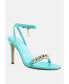 ფოტო #2 პროდუქტის Women's Mooning Metal Chain Strap Stiletto Sandals