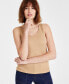 Women's Scoop-Neck Sleeveless Rib-Knit Tank Top Light Vicuna, XS - фото #1