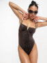Фото #1 товара South Beach underwire swimsuit in brown metallic