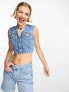 Tommy Jeans cropped denim vest in mid wash