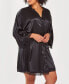 ფოტო #3 პროდუქტის Plus Size Silky Laced Trim Short Robe