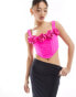 Фото #1 товара Rare London corsage detail corset top in pink